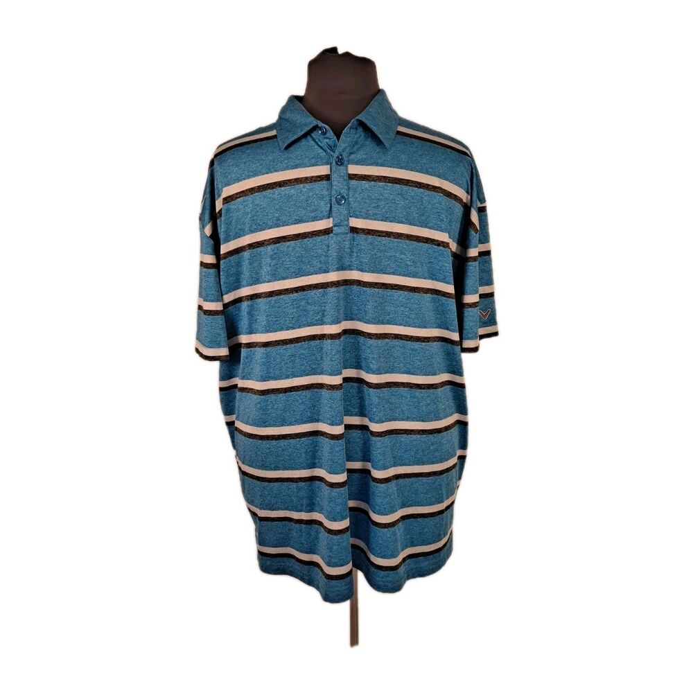 Callaway Men's Golf Opti Dri Polo Shirt Size 3X Striped Blue Multi-color